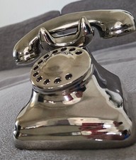 Telefone fixo rotativo estilo retrô decorativo prata (furos de montagem embaixo), usado comprar usado  Enviando para Brazil
