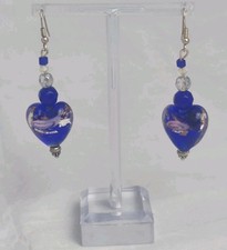 Blue lampwork earrings for sale  HELENSBURGH