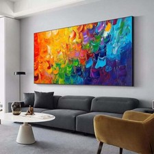 Usado, Pintura a óleo abstrata pintada à mão decoração de sala de estar personalizada verde amarelo comprar usado  Enviando para Brazil