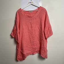 Blusa Viola Borghi Made In Italy 2XL Linho Rosa Kaftan Túnica Manga Curta comprar usado  Enviando para Brazil