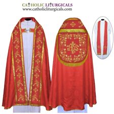 Conjunto Cope & Stole Vermelho com IHS - Bordado, Capa Pluvial, Chape, Far Fronte comprar usado  Enviando para Brazil