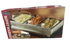 Aquecedor de buffet e bandeja de servir Nostalgia Electrics 3 estações aço inoxidável comprar usado  Enviando para Brazil