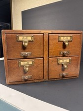 Antiguo gabinete de contador de archivos de índice catálogo de tarjetas con 4 cajones de roble vintage segunda mano  Embacar hacia Mexico