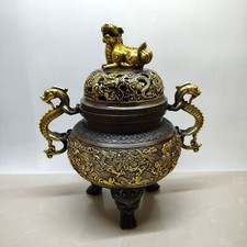 Coleção antiga de porcelana dourada tampa de leão grande fogão orelha de dragão comprar usado  Enviando para Brazil