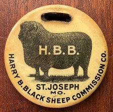 Harry B Black SHEEP COMMISSION Publicidade Relógio Celulóide Fob, St Joseph MO comprar usado  Enviando para Brazil