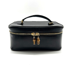 Auténtico GUCCI Vintage Bambú Bolso de Tocador Bolsa Cartera Cuero Negro segunda mano  Embacar hacia Mexico