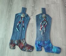 2 Medias Vaqueras Western Denim Navidad Hechas a Mano  segunda mano  Embacar hacia Argentina