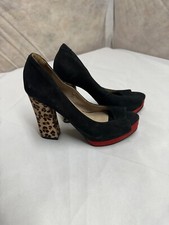 Usado, Bombas plataforma Peep designer camurça multi animal preto ViaMarte Brasil 7 comprar usado  Enviando para Brazil