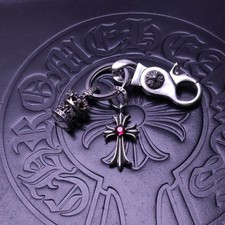 Usado, Pingente cruzado corações cromados prata rock punk chaveiro novo comprar usado  Enviando para Brazil