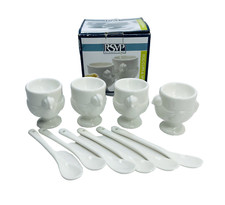 4 xícaras de ovos de galinha de porcelana branca 6 colheres de Páscoa galinhas primavera fazenda comprar usado  Enviando para Brazil