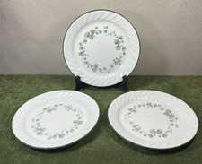 Conjunto de 3 pratos de almoço Corelle CALLAWAY branco com hera verde e borda de redemoinho 9" comprar usado  Enviando para Brazil