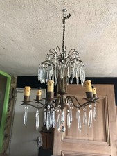 Lustre pampilles laiton d'occasion  Crépy