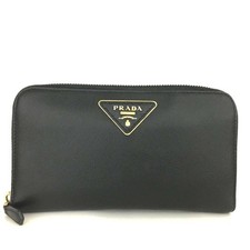 Carteira longa PRADA triangular logotipo couro saffiano com zíper ao redor preta/7BF0716 comprar usado  Enviando para Brazil