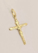 Colar pingente de ouro amarelo 14k com crucifixo cruz religiosa INRI 18x26 mm comprar usado  Enviando para Brazil