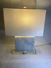 Abajur de mesa grande mármore branco bloco retangular 19" altura cristal/ferramenta prata comprar usado  Enviando para Brazil
