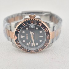 Seiko Root Beer Two Tone Mod 40mm NH35 relógio automático mostrador preto ouro/prata  comprar usado  Enviando para Brazil