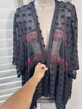 Cardigã quimono ponto suíço transparente preto tamanho XL-XXL comprar usado  Enviando para Brazil