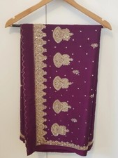 Purple sequin saree for sale  LONDON