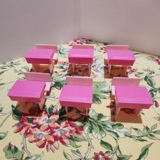 Vintage 6X Professor Escolar Barbie Mesas Apenas Cadeiras Rosa Assento de Brinquedo comprar usado  Enviando para Brazil