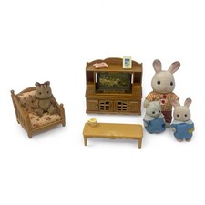 Calico Critters Lote Muebles de Sala TV y Soporte EPOCA Conejito Conejos Gatito segunda mano  Embacar hacia Mexico