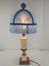 Candeeiro de mesa azul claro sombra vitoriana mármore poste pavão finalmente , usado comprar usado  Enviando para Brazil