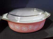 Caçarola oval vintage 1950s Pyrex rosa margarida 045 com tampa 2,5 quartos comprar usado  Enviando para Brazil