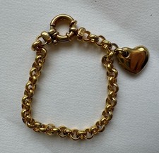 Berloque de coração corrente prata esterlina tom dourado Veronese Itália pulseira de elos 7" comprar usado  Enviando para Brazil