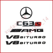 2017+ C63S AMG V8 BITURBO emblema estrela traseira emblema preto brilhante Mercedes Benz W205 comprar usado  Enviando para Brazil