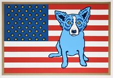 George Rodrigue Cachorro Azul Vermelho Branco e Azul Impressão Numerada Assinada comprar usado  Enviando para Brazil