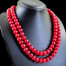 Colar de contas de rubi vermelho forma redonda 1019,00 cts terra extraída 2 fios NK 19E89 comprar usado  Enviando para Brazil