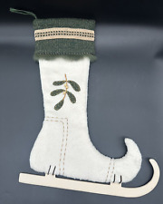 Meia de Natal para skate no gelo com visco bordado creme e verde 19" comprar usado Meia de Natal para skate no gelo com visco bordado creme e verde 19" comprar usado  Enviando para Brazil