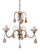 1930 Candelabro antigo rosa opalina gotas contas de copo Murano raro 3 luzes parede comprar usado  Enviando para Brazil