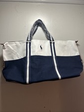 Bolsa tote Ralph Lauren lona e vinil azul náutico e branco comprar usado  Enviando para Brazil