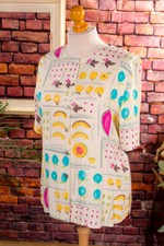 Blusa Vintage Original Anos 90 Colorida Padrão de Frutas Viscose M G comprar usado  Enviando para Brazil