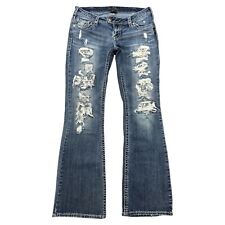 Jeans feminino prata etiqueta 31x33 azul terça-feira bootcut jeans stretch desgastado comprar usado  Enviando para Brazil