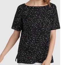 Camisa Eileen Fisher estampada de algodão orgânico tamanho XL preta branca SS NOVA SEM ETIQUETAS  comprar usado  Enviando para Brazil