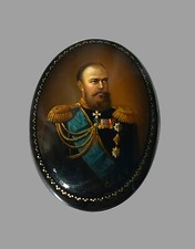 Antiga caixa de laca russa Fedoskino TSAR ALEXANDER III (014) comprar usado  Enviando para Brazil
