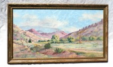 Używany, Podpisany 1944 Mount Locke, tekstowy obraz olejny autorstwa Lou Singletona Coppersmith na sprzedaż  Wysyłka do Poland
