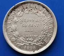 Usado, 1896 1/2 Medio Boliviano 50 Cents Bolivia Silver Coin. Rare Genuine  comprar usado  Enviando para Brazil
