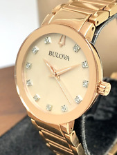 Relógio feminino Bulova 97P132 mostrador quartzo diamante ouro rosa aço inoxidável 30mm comprar usado  Enviando para Brazil