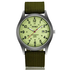 Reloj de pulsera de cuarzo para hombre ejército militar luminoso esfera de 24 horas correa de nailon fecha segunda mano  Embacar hacia Mexico