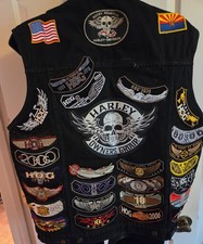 COLETE PRETO MOTOCICLISTA HARLEY DAVIDSON HOG PATCHES TAMANHO 2XL comprar usado  Enviando para Brazil