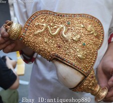 Estátua trombeta concha pássaro guindaste dragão águia ouro concha concha 14" tibetana, usado comprar usado  Enviando para Brazil