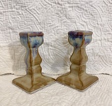 🌿 2 castiçais de cerâmica azul roxo esmalte baía 4,5” de altura comprar usado  Enviando para Brazil