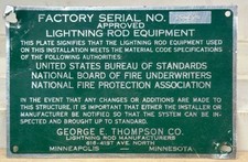 GEORGE E THOMPSON PÁRA-RAIOS GAURANTEE PLACA DE METAL VINTAGE comprar usado  Enviando para Brazil