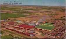 Cartão postal de WESLACO, Texas "TEXSUN CITRUS EXCHANGE planta de processamento" vista aérea comprar usado  Enviando para Brazil