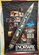 Usado, Pôster de viagem vintage Norwegian Caribbean Lines SS Noruega maior navio de cruzeiro do mundo comprar usado Usado, Pôster de viagem vintage Norwegian Caribbean Lines SS Noruega maior navio de cruzeiro do mundo comprar usado  Enviando para Brazil