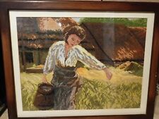 rękodzieło obraz haft krzyżykowy dziewczyna z dzbanem 50x62cm na sprzedaż  PL