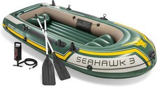 Conjunto de barco de rafting inflável Intex Seahawk 3 pessoas com remos e bomba de alumínio, usado comprar usado  Enviando para Brazil