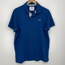 Camisa polo masculina Hollister tamanho XL azul épica flexível logotipo elástico manga curta, usado comprar usado  Enviando para Brazil